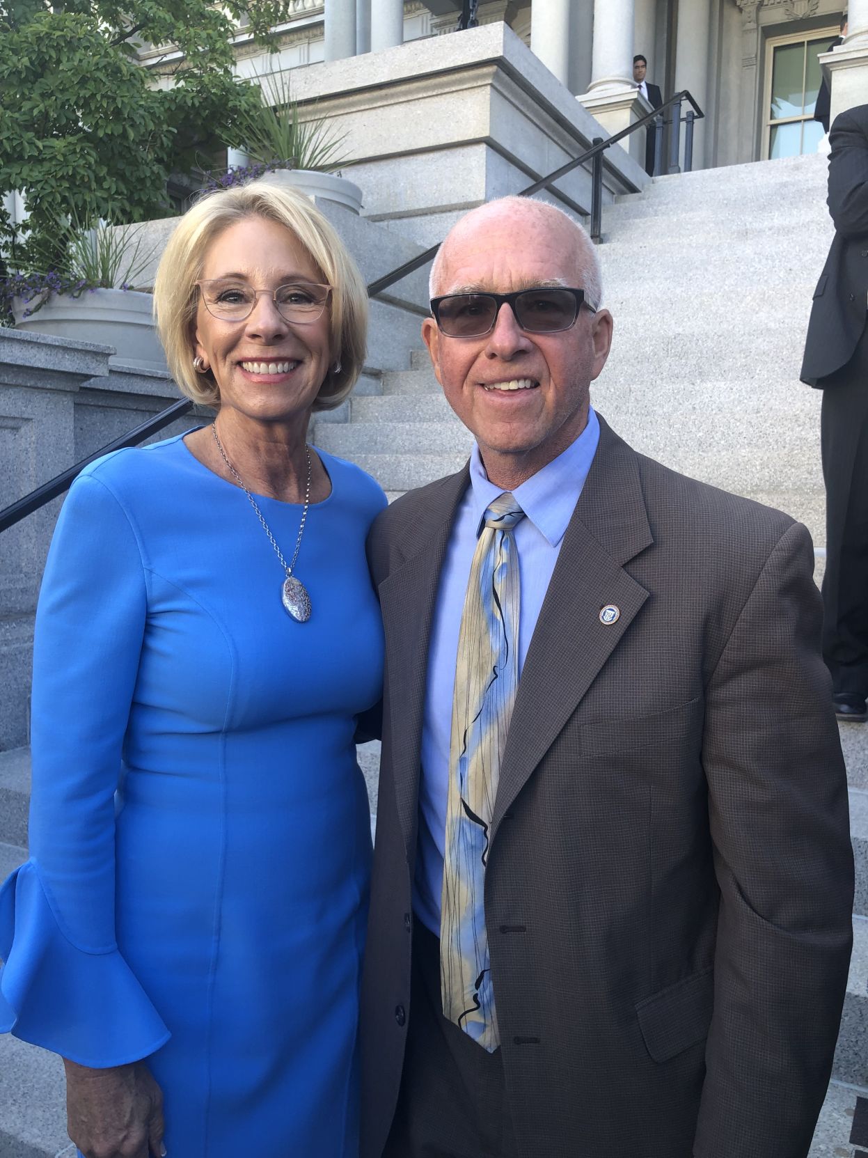 Principal Dave Dunn and Secretary Betsy DeVos